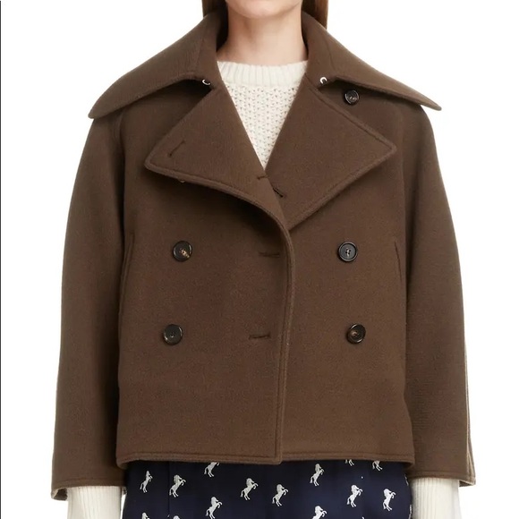 NWOT Italian Bouclé Wool Crop Pea Coat | Chepé - Picture 1 of 4